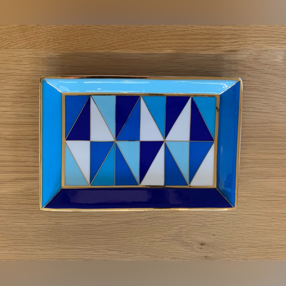 Jonathan Adler Sorrento Rectangular Porcelain and Gold Tray